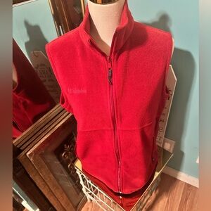 Columbia Womens Red Outdoor Hiking Casual Fleece Full Zip Vest Size Large